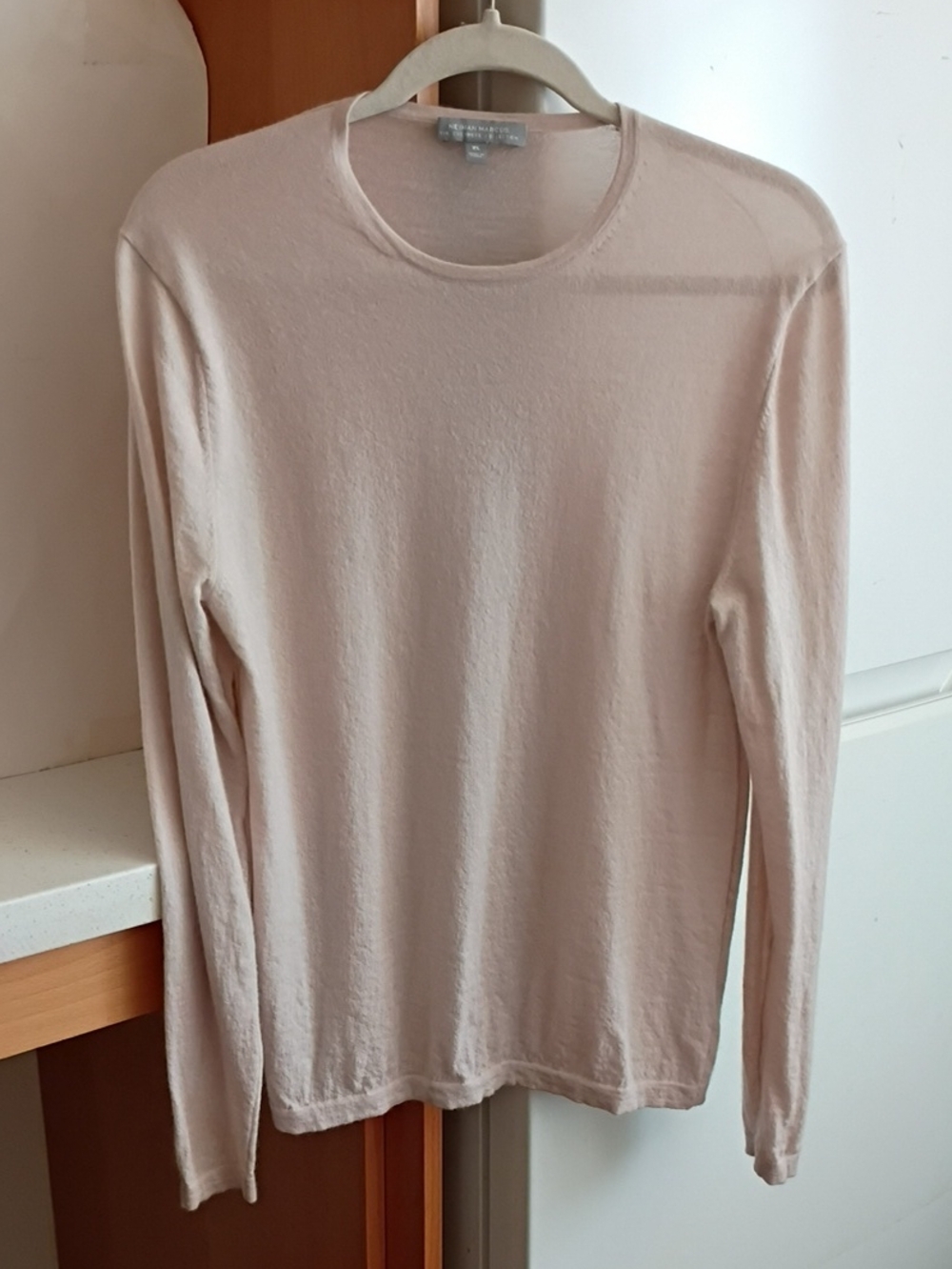 NM Cashmere Crew Neck Lightweight Thin Knit Sweater Slightly Pink sz XL
